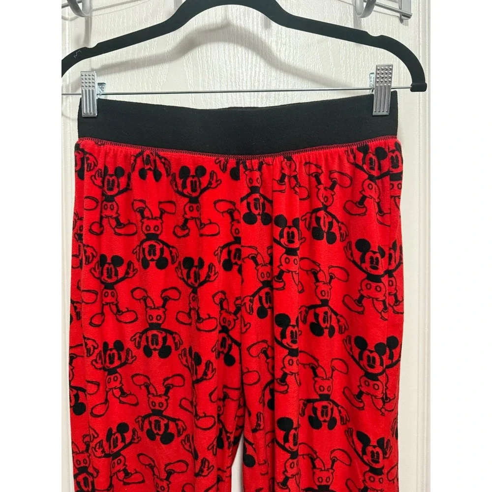 Disney‎ Mickey Mouse Red Pajama Set Sleepwear Top Pants Womens S cozy soft - Picture 13 of 15